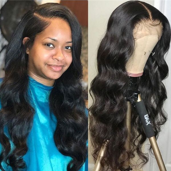 

4x4 lace closure wig body wave lace front wig 13x6 transparent lace frontal wigs body wave remy brazilian human hair wigs, Black