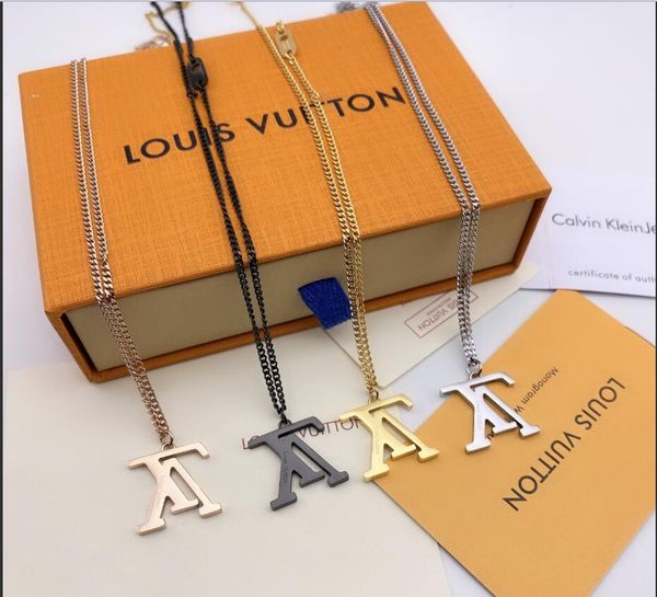 

4 colors brand newluxury designer jewelry women necklaces letters pendant necklaces gold chain elegant necklace with box, Silver