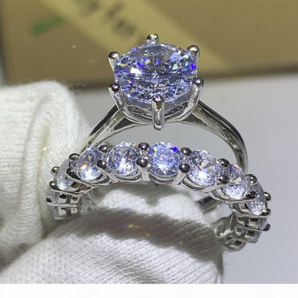 

f choucong victoria wieck new 2019 luxury jewelry 925 sterling silver round cut white z cz diamond women bridal ring set for lovers, Slivery;golden