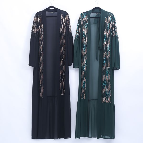 

eid sequin abaya kimono muslim cardigan hijab dress abayas for women kaftan dubai oman caftan prayer turkish islamic clothing