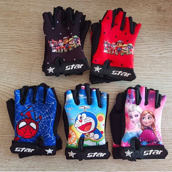 

gwvg5 new children's outdoor sports bicycle glovesriding half finger gloves studentsoutdoor sports roller skating mountain bike childre, White