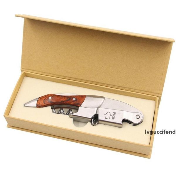 

hippocampal red wine openers knife beer cap can bottle opener wood handle stainless steel cork screw multifunction