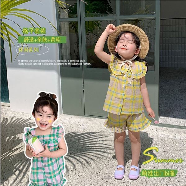 

2020 clothing new girls' summer suspender two-piece pant suit sling children's clothing set girls' sleeveless children's