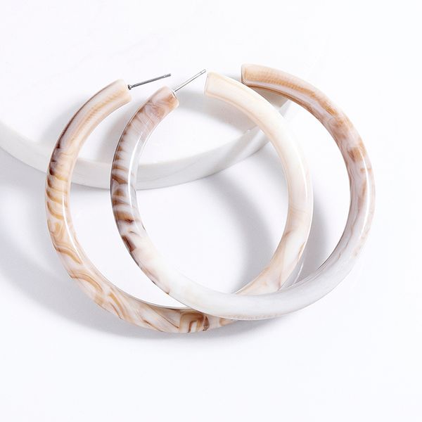

new fashion acrylic earring big hoops gift for women geometry large open round acetate hoop earring elegant jewelry brinco 2020, Golden