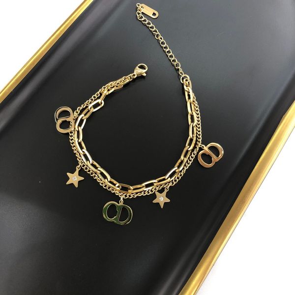 

2020 cd jewelry temperament simple high-end necklace bracelet women's k gold does not fade, Golden;silver