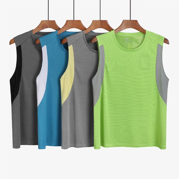 

mens running vest tank men summer sport vest men's sleeveless quick dry fitness shirt polyester training sportswear, Black;blue