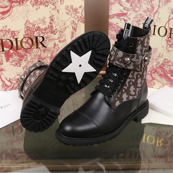 

new24 luxury designer high ladies shoes fashion all-match ladies sports boots outdoor ladies motorcycle boots original box packaging, Black