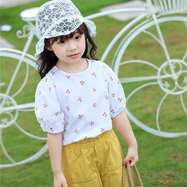 

px7em t-shir 2020 summer clohes new floral shir printing korean girls bubble sleeve short sleeve tong t xu children's children's c, White;black