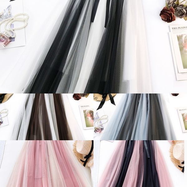 

tvn2h summer new fluffy fluffy umbrella pengpeng high waist gauze gauze fashionable contrast color temperament pengpeng large swing long ski, Black