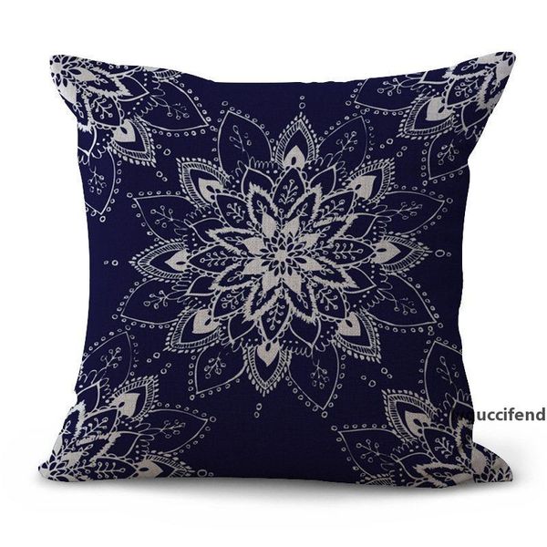 

fresh mandala flower pillow case cushion cover home decor linen cotton throw square pillow covers 8 colors custom free