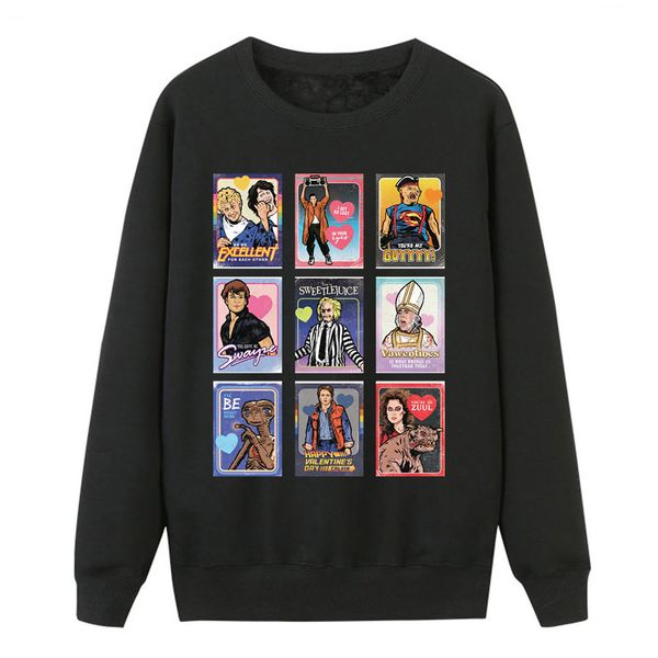 

странные вещи печатные толстовки женщины флис crewneck фуфайки 2019 осень зима с капюшоном пуловер женщины new brand теплые tops, Black