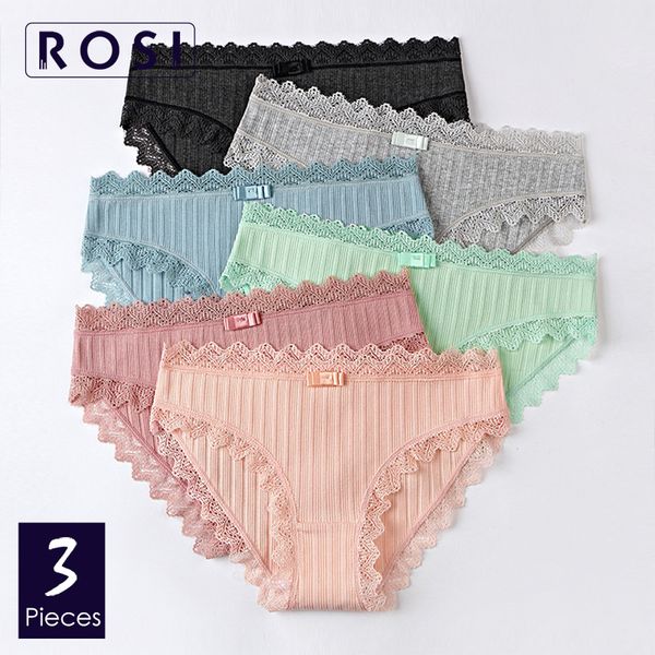 

ribbed cotton panties women's underpants briefs comfort cute lace feminine tanga underwear girls ladies intimate lingerie, Black;pink