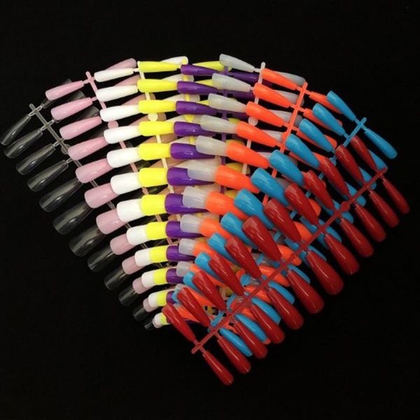 

false nails 24pcs/sheet candy color full cover artificial nail tips fake extension stiletto coffin art tool, Red;gold