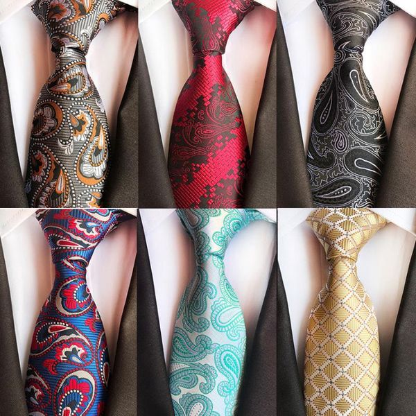 

ricnais 8cm ties for men green red plaisley necktie silk luxury fashion plaid neck tie suit business wedding luxury necktie, Black;gray