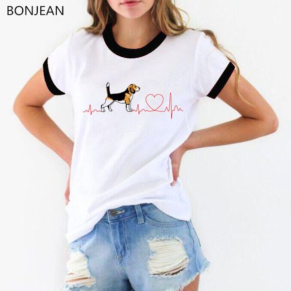 

beagle love ekg funny t-shirt women harajuku kawaii summer tee shirt femme cute casual girl tshirt female tumblr t shirt, White