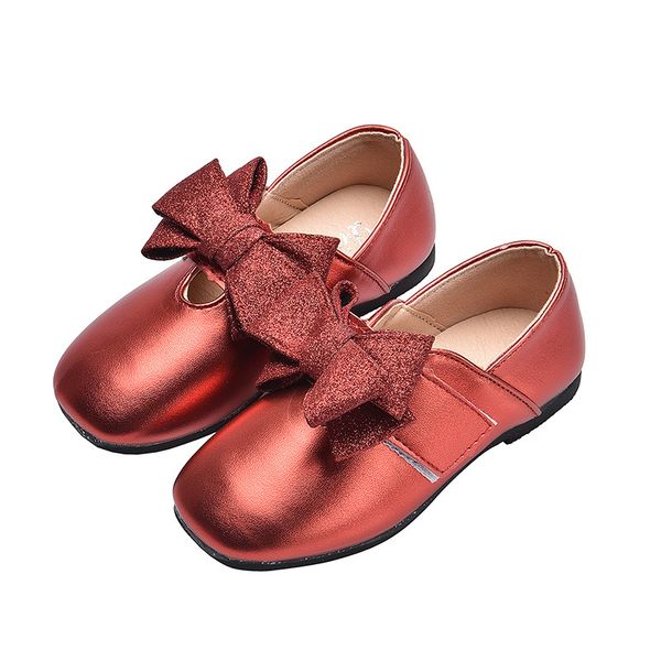 

gold red black childrens casual leather shoes girls bows kids princess shoes for wedding and party chaussure fille 3 4 5-14t, Black;grey
