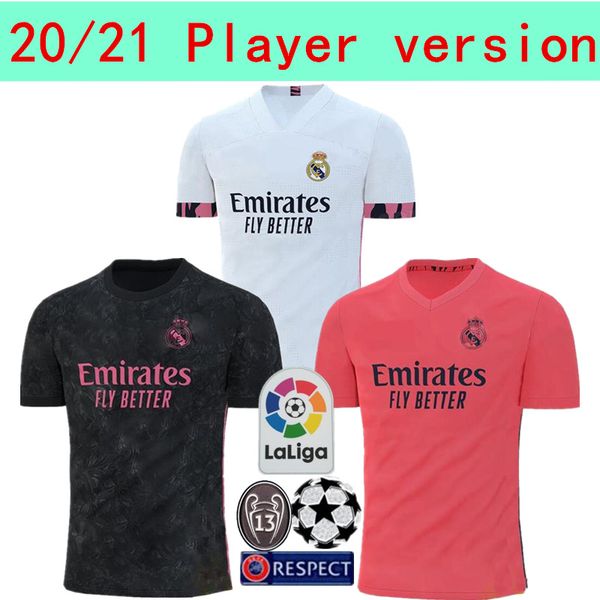 

player real madrid jerseys 20 21 soccer jersey hazard maillot de foot sergio ramos benzema marcelo casemiro camiseta 20 21 football shirt, Black;yellow