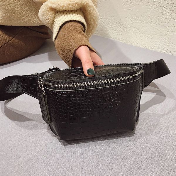 

crossbody packs waist bag women belt bag casual crocodile pattern leather chest bags female fanny pack