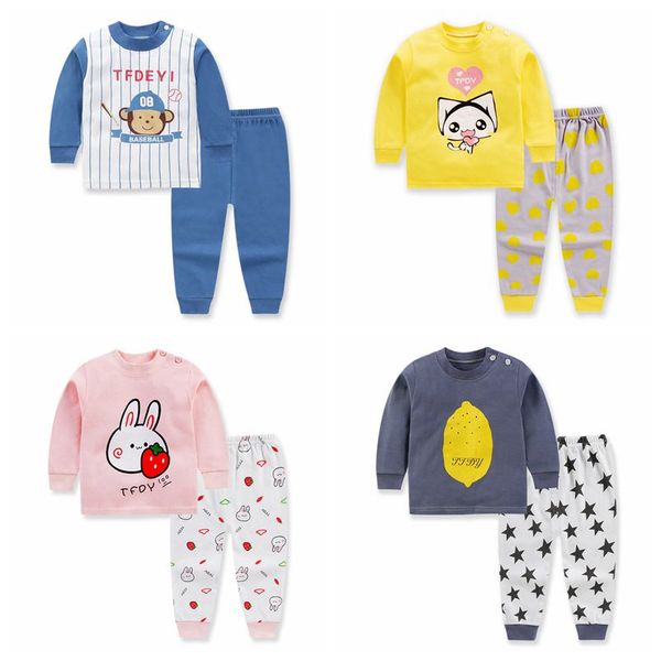 

дети детская одежда set autumn с длинным рукавом одежда детская 2pcs хлопка пижамы детские мальчики девочки одежда наборы, White