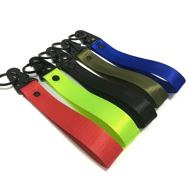 

high strength nylon tow ropes material car metal key ring tags pendant with hanging buckle for car key holder motor universal, Silver