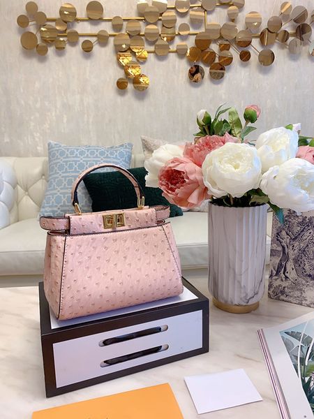 

new customized ostrich-print genuine leather handbag with vintage lock for autumn and winter cross-body single-shoulder bag spring