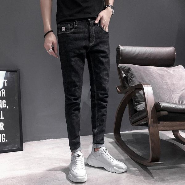 

quality original casual jeans men retro simple denim men biker jeans slim fit all match streetwear men black jeans denim pants t200410
