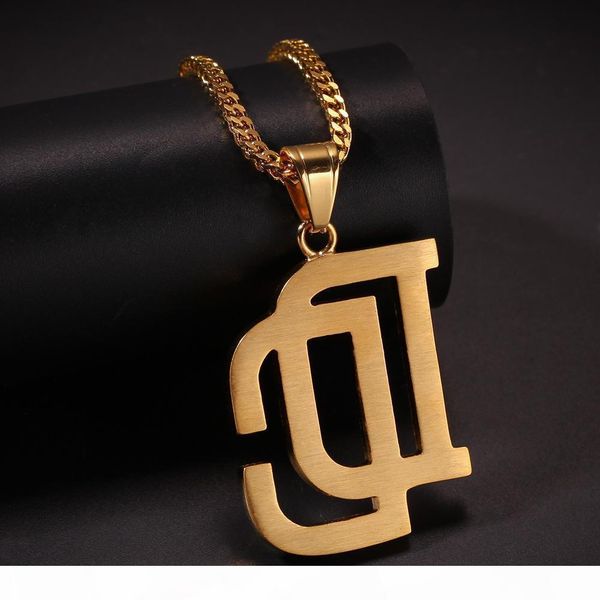 

new men bling bling full cubic zircon dream chaser pendants necklaces men hip hop gold color zinc stainless steel dc necklace jewelry, Silver
