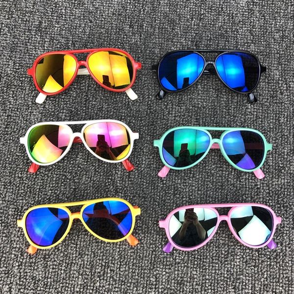 

yjxa2 children's color sun ful reflective goggles ultra light children's sun glasses universal baby color film sunglasses fashion, Blue