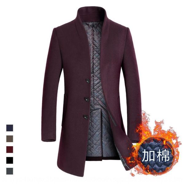 

2020 новое шерстяное пальто ветровка мужская средней длины корейский мужской шерстяной жакет ветровка шерсти пальто шерсти, Black