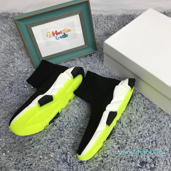 

lime green sock shoes casual shoe speed trainer sneakers speed trainer sock race lime green shoes men and women luxury shoe s04, Black