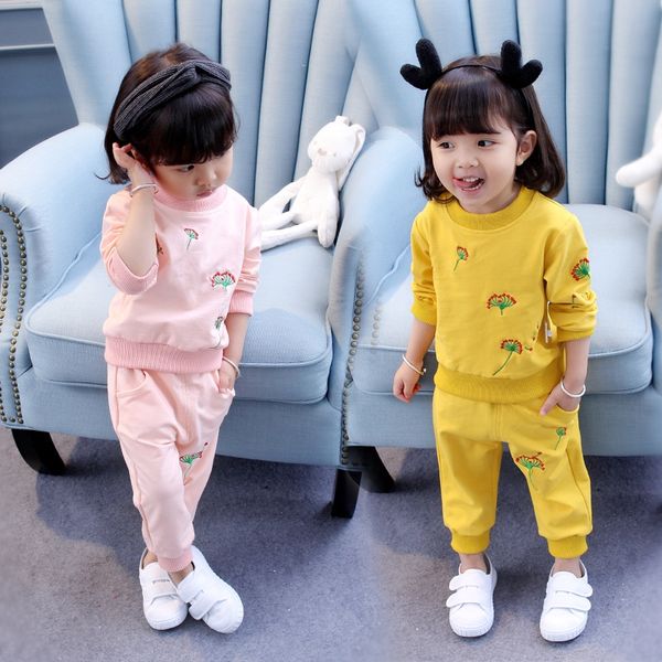 

suit 2020 autumn new wear embroidery clothing children's girl's embroidery xiaohua two-piece suit children's fashionable dres