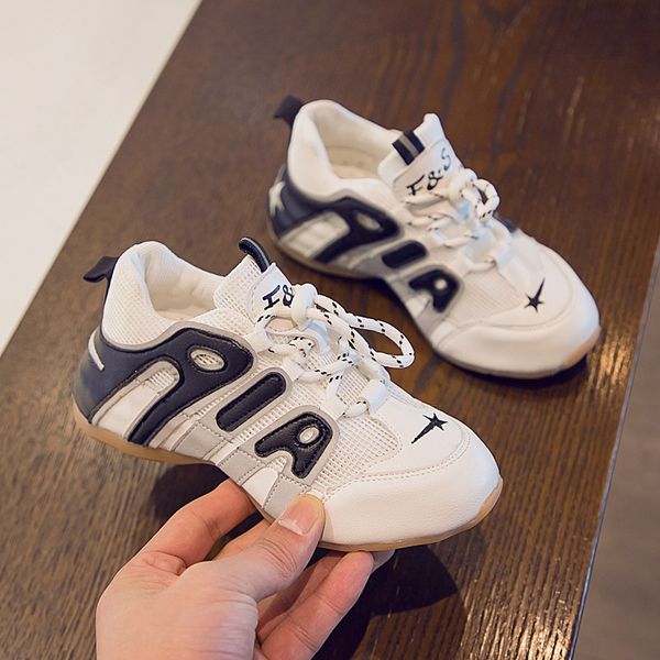 

2020 new sports reflective sneakers children's boys' father girls' casual shoes breathable trendy children's shoes, Black