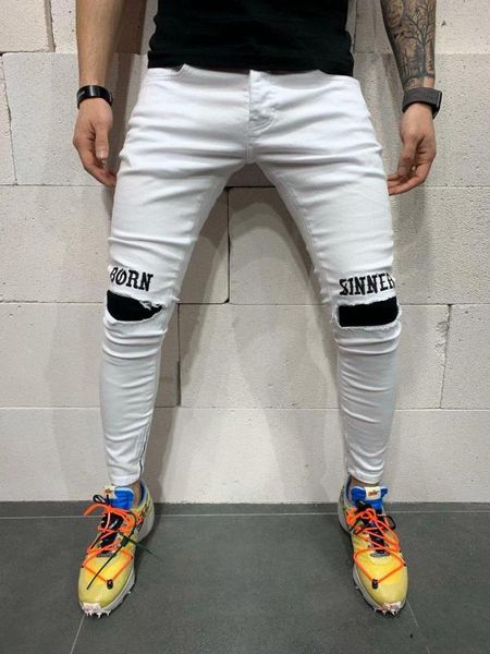 

born sinner белые кроссировочных мужские джинсы брюки денима джинсы уличная, Blue