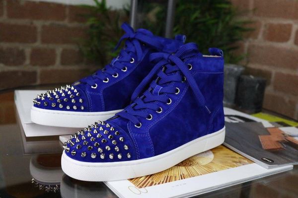 

blue suede leather кроссовки обувь red подошва шпилька шипы плоского красное дна для мужчин и женщин кроссовок дизайнерской обуви тренеров, Black