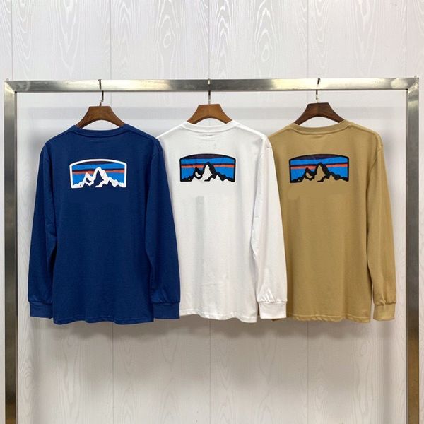 

autumn / winter new fashion brand men and women sweatshirt long sleeve mountain print mens round neck pullover long sleeves cotton shirts, Black
