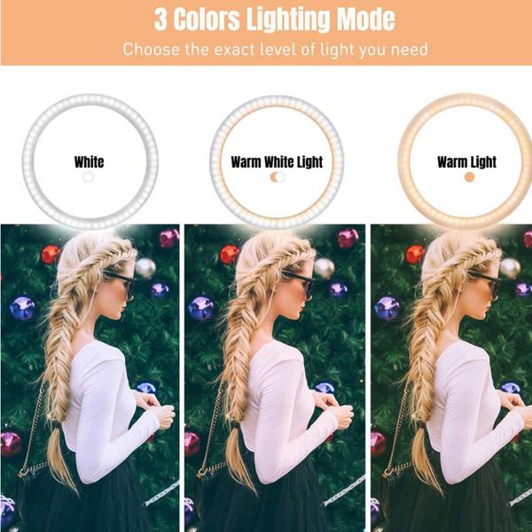 

factory 10 inch led ring light tricolor dimmable lamp pgraphy camera p studio phone video ring lights phone accessories