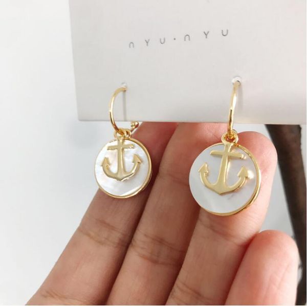 

s925 sterling silver needle korean version of the exquisite anchor c-type fritillary ladies wind earrings earrings full of zircon earrings e, Gray