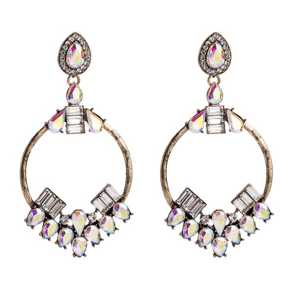 

water drop ring multi-layer earrings diamond-studded simple bohemian exaggerated, Golden