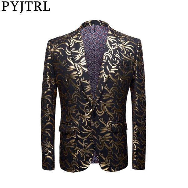 

pyjtrl new mens plus size gold pattern casual slim fit blazer dj club stage singer party costume wedding groom suit jacket, White;black