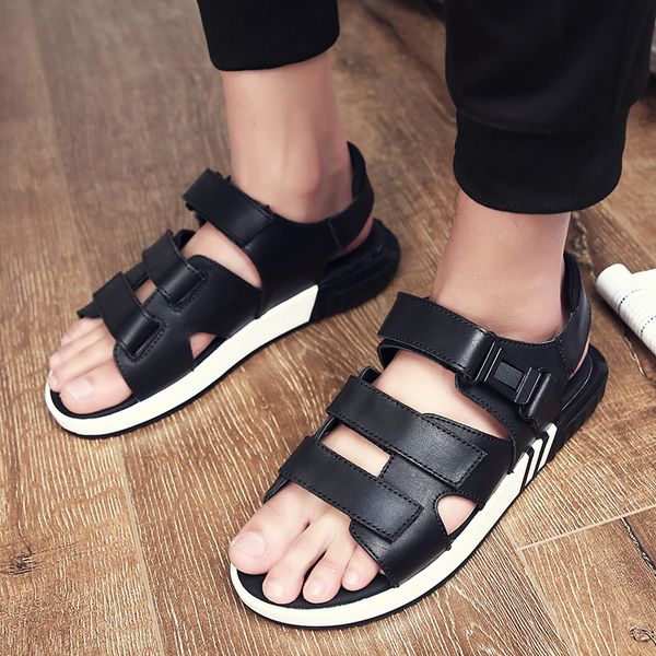 

verano носить мужскую hombre классического cuero sandalle пляж для работы де homme мужчина для женщины мужчины сандалии sandalias erkek 2020, Black