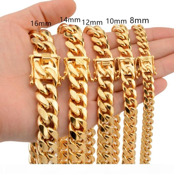 

fashion men hip hop chain necklace stainless steel 8-18mm width 20-30inch long miami cuban chains necklace mens hiphop jewelry, Silver