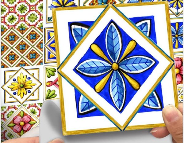 

2020 wall stickers et124 simulation color retro tile tile tile stick home decoration self-adhesive waterproof diy wall stick floor stick