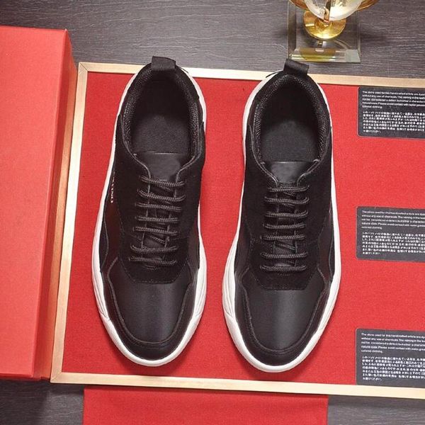 

new arrival gumboy calfskin sneaker mens shoes drop ship design soft footwears breathable lace -up low comfortable sports men shoes, Black