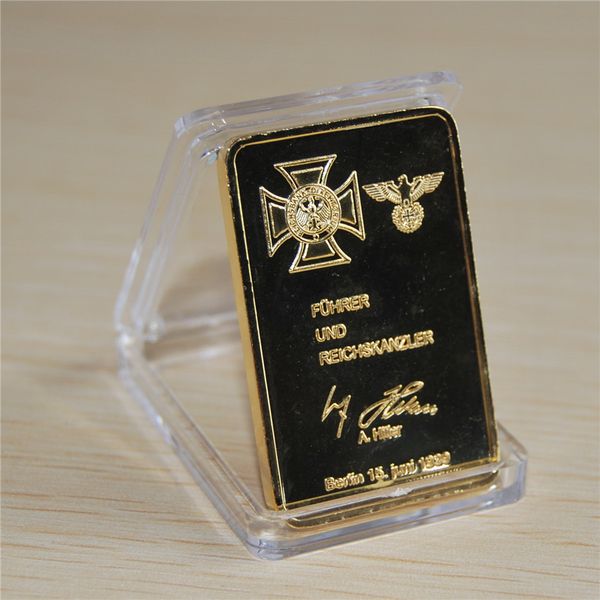 

100pcs/lot dhl 1 oz german eagle gold plated bullion bar