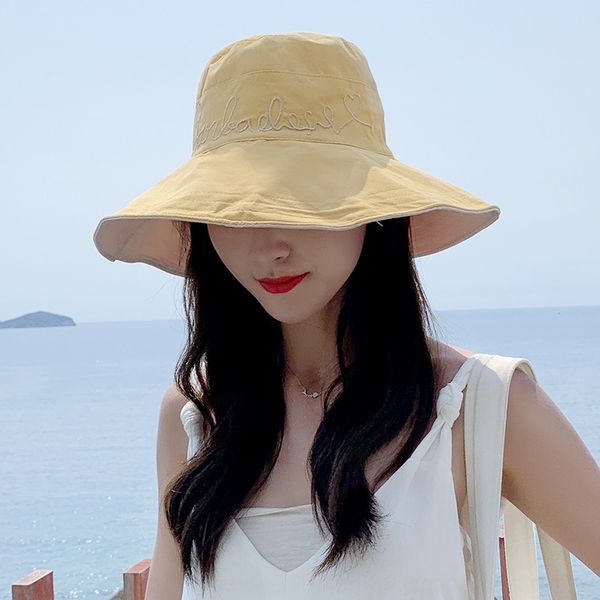 

travel sun-proof female letter embroidered fisherman korean style all-match fisherman sunscreen sunscreen hat fashion uv-proof hat, Blue;gray