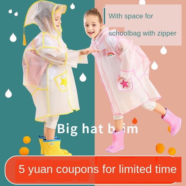 

xkbrn kindergarten kindergarten children's primary children cute baby transparent raincoat waterproof children go to school boys and gi, Black