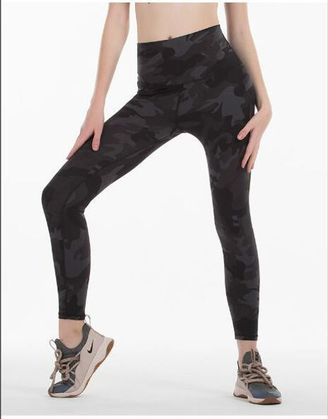 

sellers new lu-20 solid color women yoga pants high waist sports gym wear leggings elastic fitness lady overall full tights workout, Black