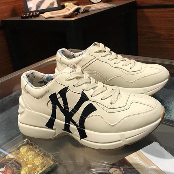 

sports mens rhyton leather sneaker mens shoes outdoor walking soft footwears fashion lace -up casual men shoes with origin box, Black