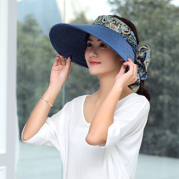 

summer korean style women's screen new outdoor duck tongue empty beach holiday shade sun sun hat all-match hat, Blue;gray