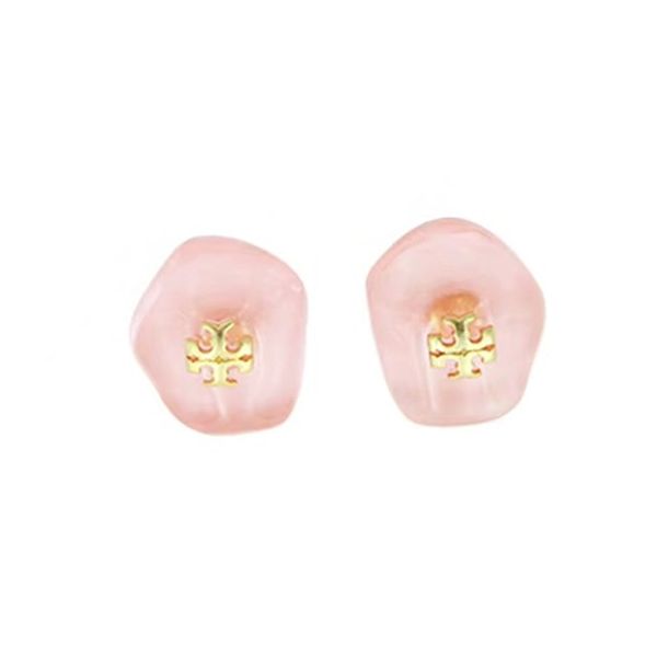 

autumn new european and american jewelry tb earrings natural resin inlaid double t logo earrings light luxury textured earrings female free, Golden